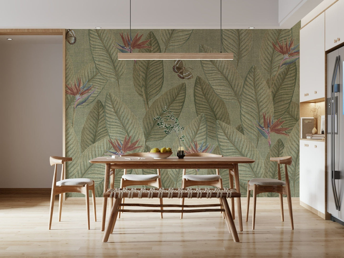 Wall mural Jungle Life, delicate botanical print, serene home decor.