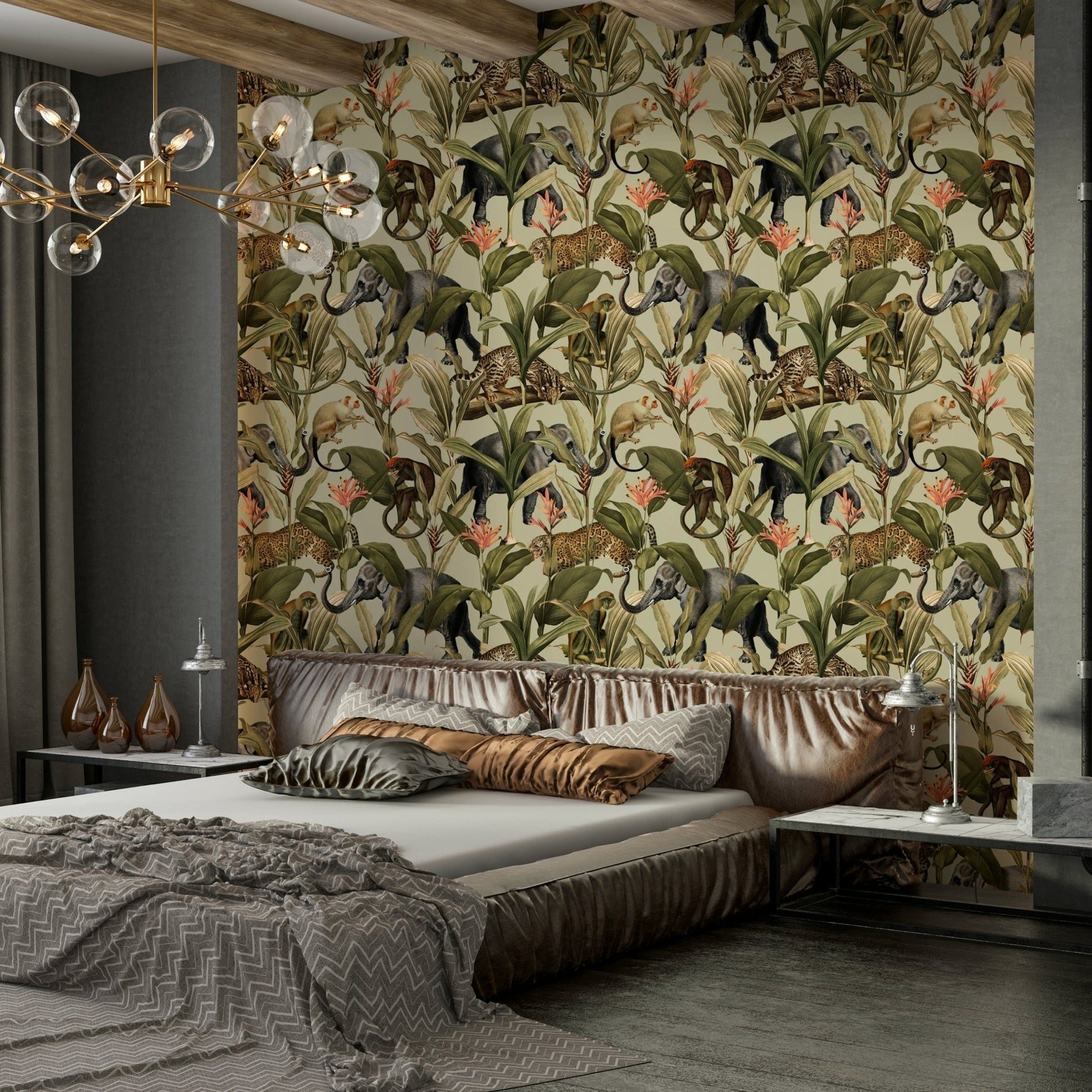 Bold and colorful Jungle Majesty 1 Wallpaper for rooms.

