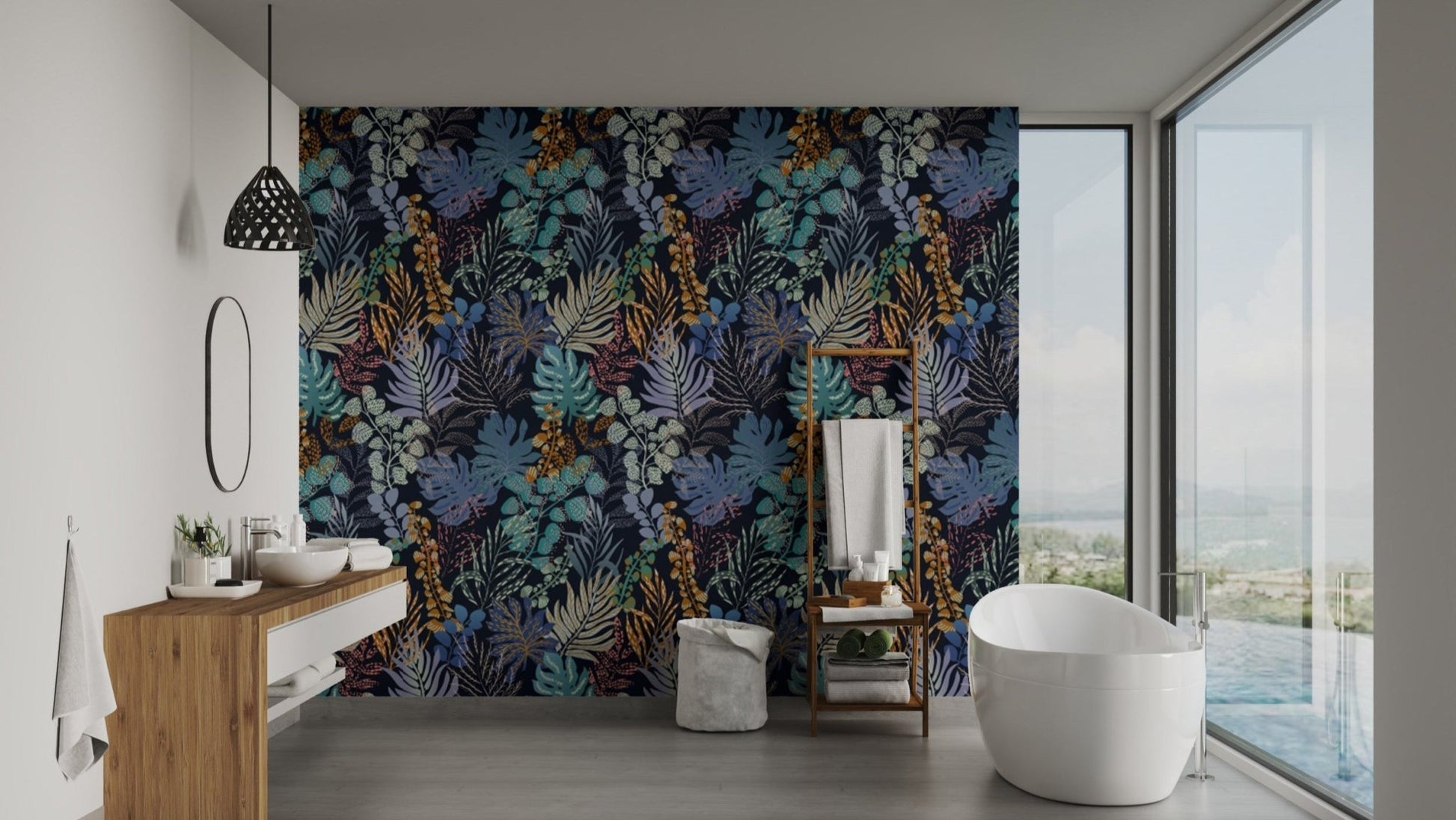 Self-adhesive wallpaper with jungle night charm
