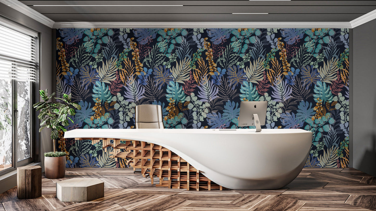 Easy-to-apply jungle night stick-on wallpaper