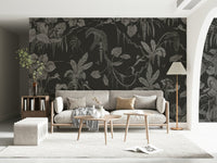 Headboard wall with the stunning Jungle Nightfall Wall Mural.