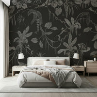 Elegant tropical leaves design in Jungle Nightfall Wall Mural.