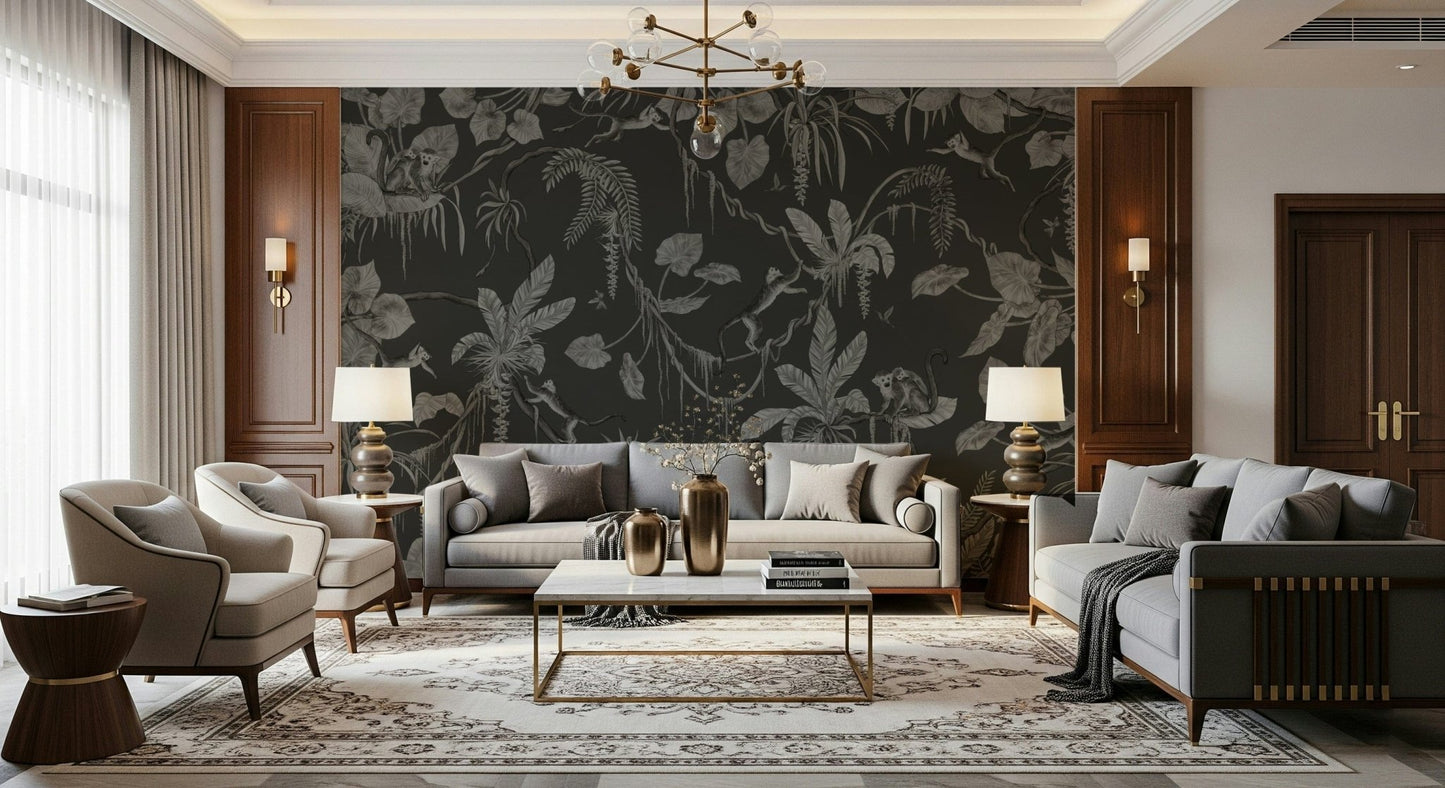 Horizontal segment of the rich Jungle Nightfall Wall Mural.