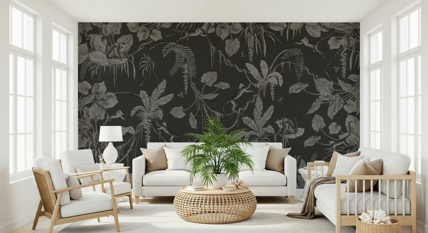 Peel and stick wallpaper design called Jungle Nightfall Wall Mural.
