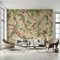 Detailed view of a friendly lion character within the Jungle Playtime Wall Mural design.