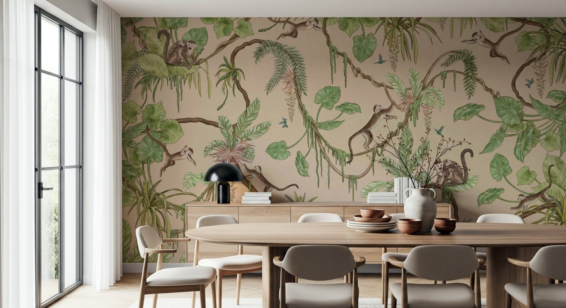 Jungle Playtime Wall Mural in a child's bedroom design.