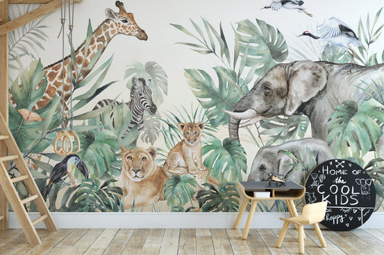Royal animals wallpaper mural for kids' rooms A448
