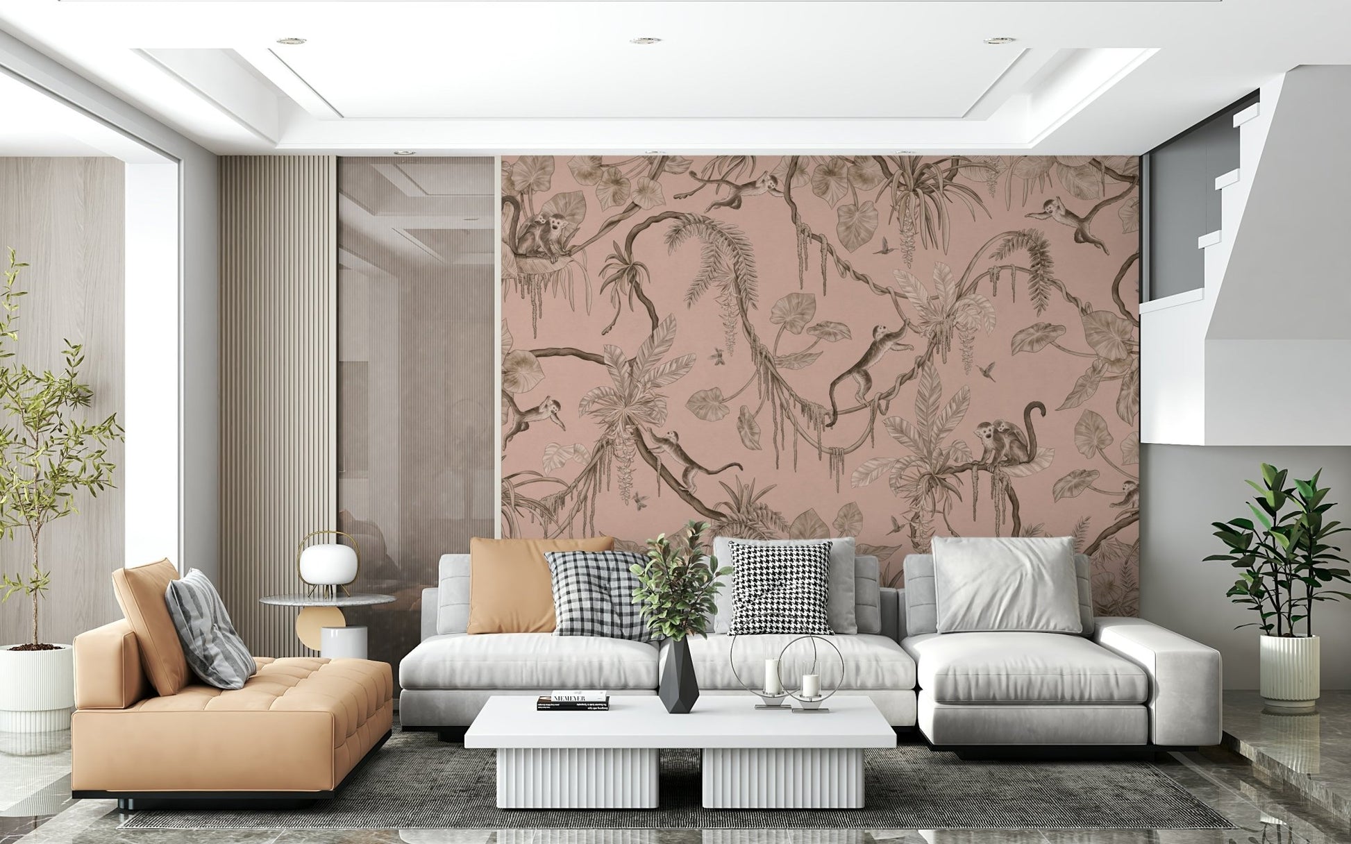 Exotic bird perched in the quiet Jungle Serenade design.
