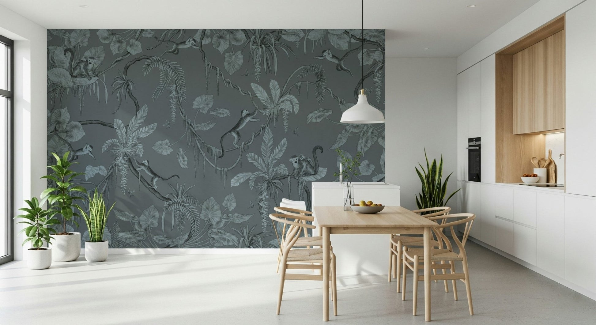 Office space with natural light highlighting the mural.