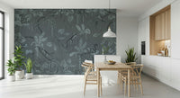 Office space with natural light highlighting the mural.