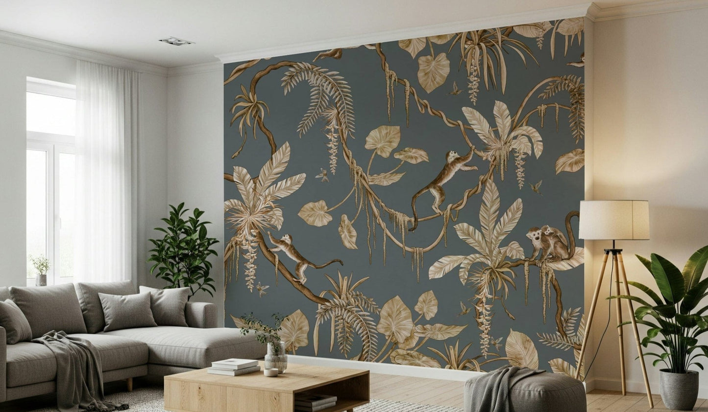 Bedroom accent wall with the stunning Botanical Birdsong.