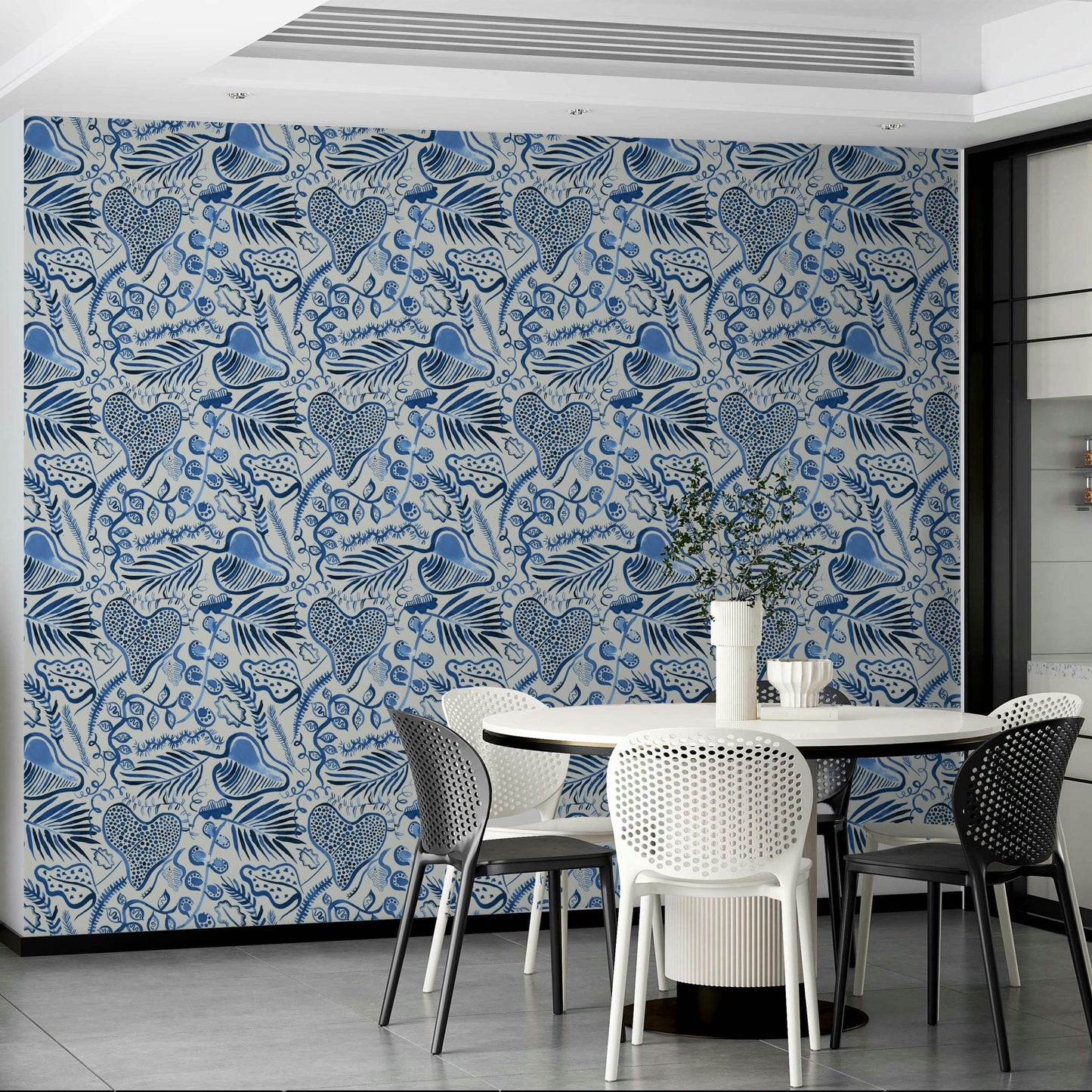 Cool tone tropical mural wallpaper

