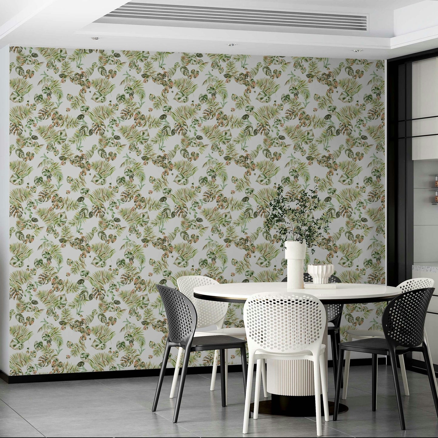 Neutral tone tropical wall mural

