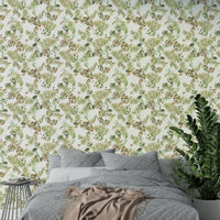 Soft green botanical wall mural

