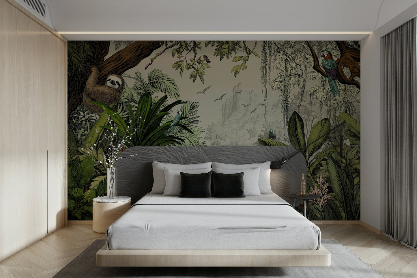 Whispers of the Jungle 4, a tropical wall mural design

