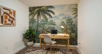 Exotic foliage patterns define artistic rainforest wallpaper for walls., GD7490