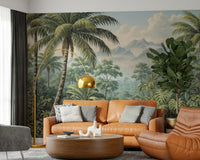 Vibrant banana plants embellish nature inspired wallpaper for walls., GD7490