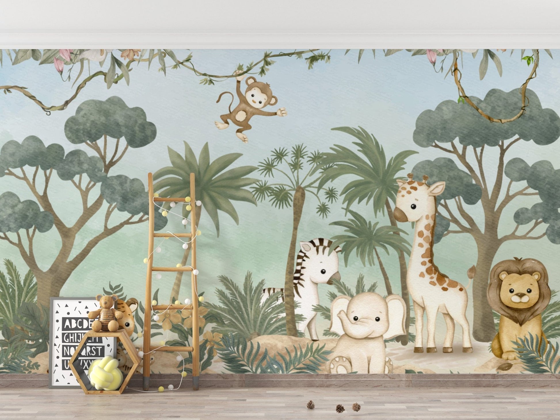 Safari adventure nursery wall covering
