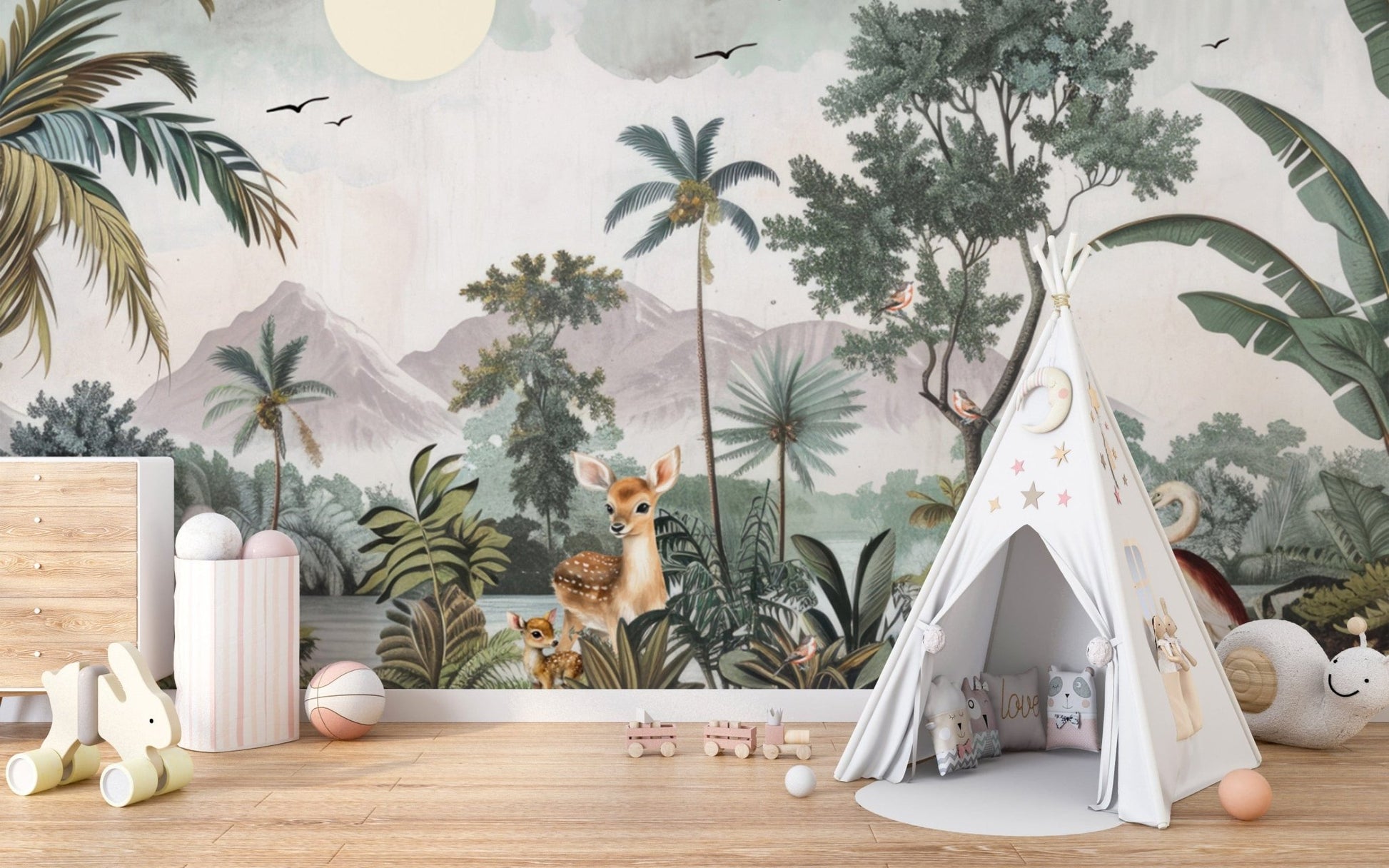 Kids Room Jungle Wildlife Wallpaper Mural
