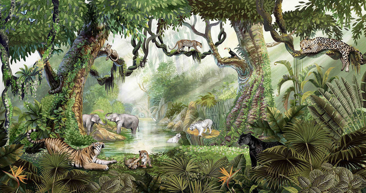 Jungle Cats Wallpaper Murals in your room — zoomed