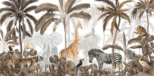 Sepia Safari Scenes Wallpaper Murals