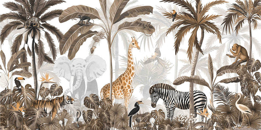 Sepia Safari Scenes Wallpaper Murals