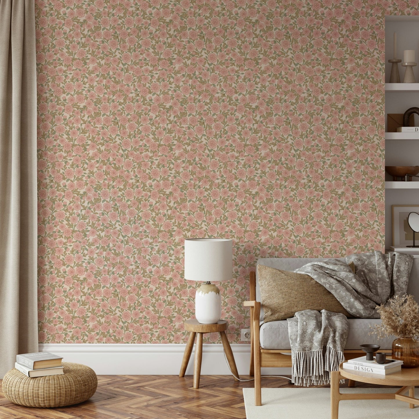 Durable and easy to install floral wallpaper

