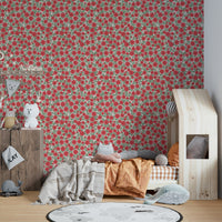Nursery with delicate ditsy floral mural

