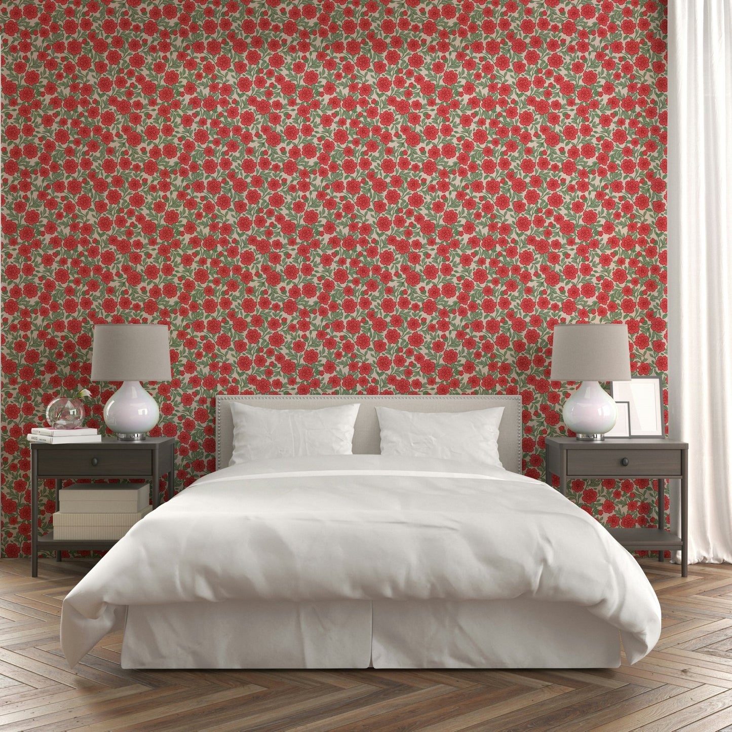 Durable and easy to install floral wallpaper

