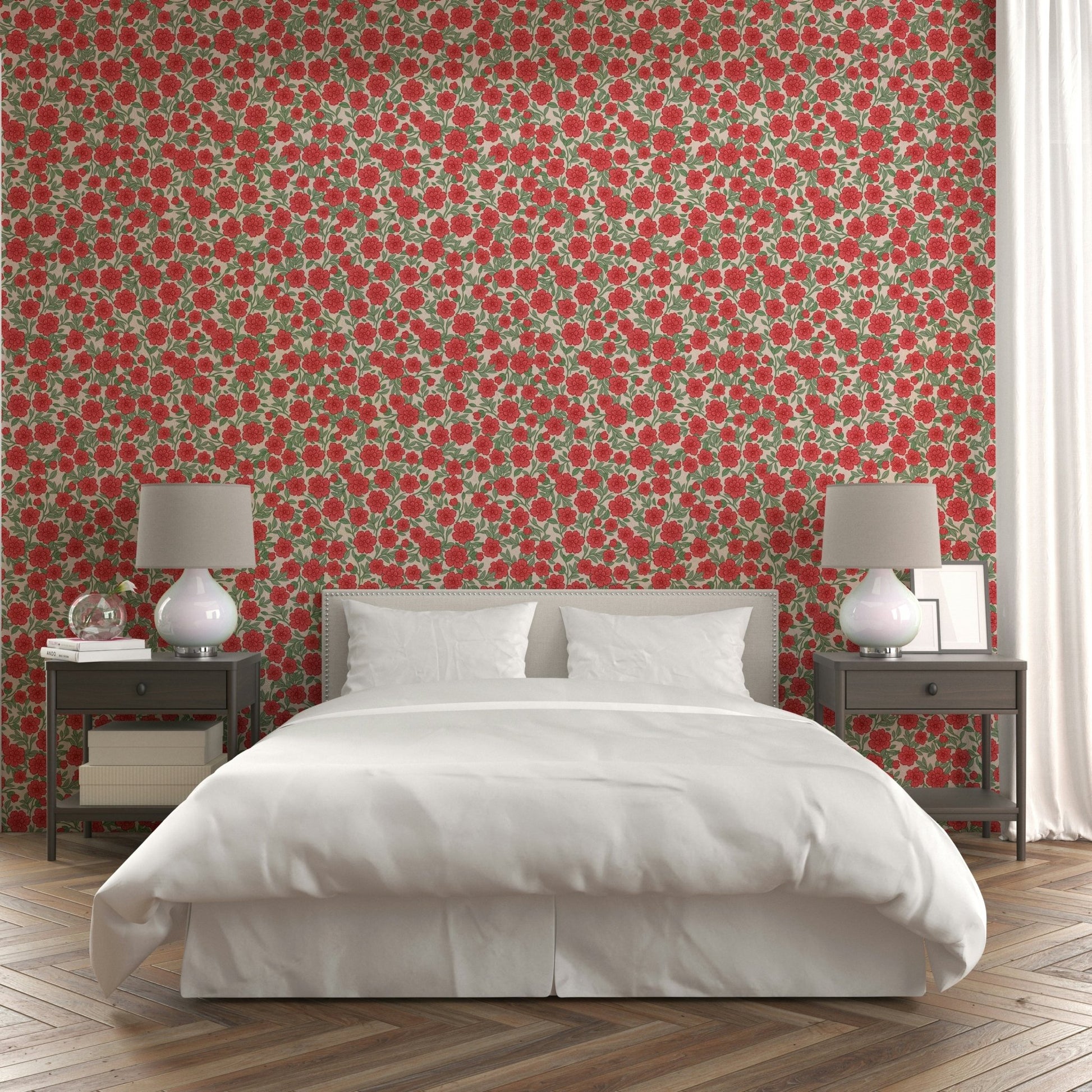 Durable and easy to install floral wallpaper

