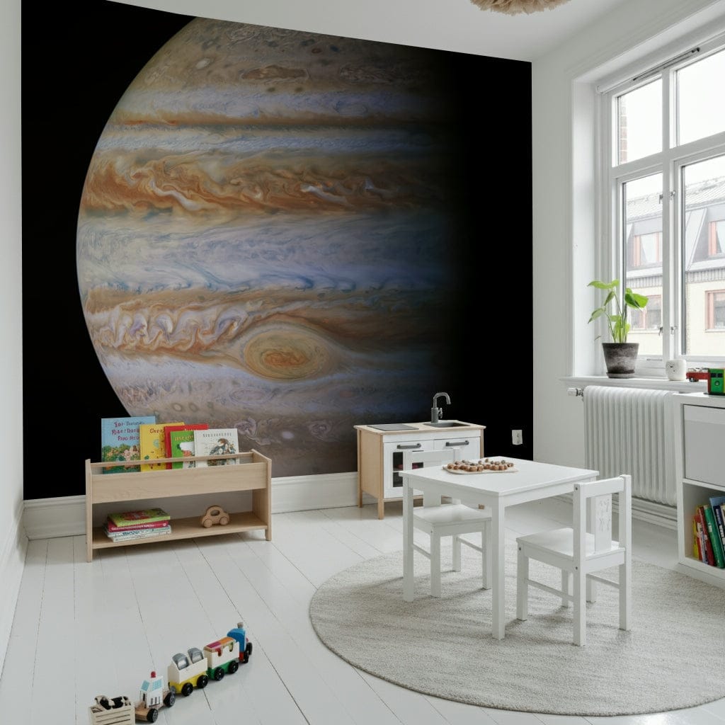 Astronomical space wallpaper for a professional home office feature wall.