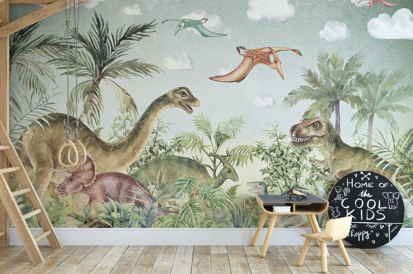 Kids dinosaur theme wall mural
