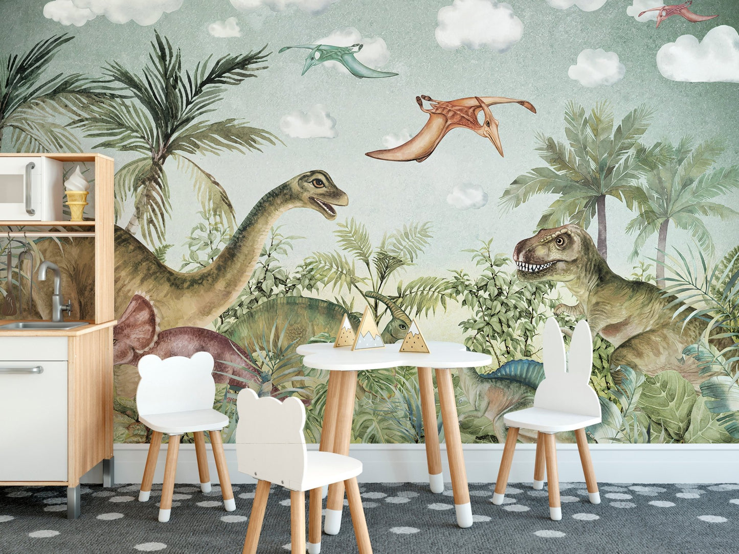Dino park wall mural for kids
