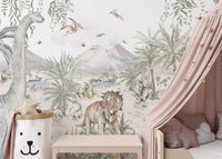 Prehistoric dinosaur wallpaper for nurseries
