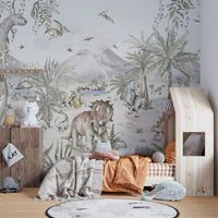 Jurassic dinosaur nursery wallpaper design
