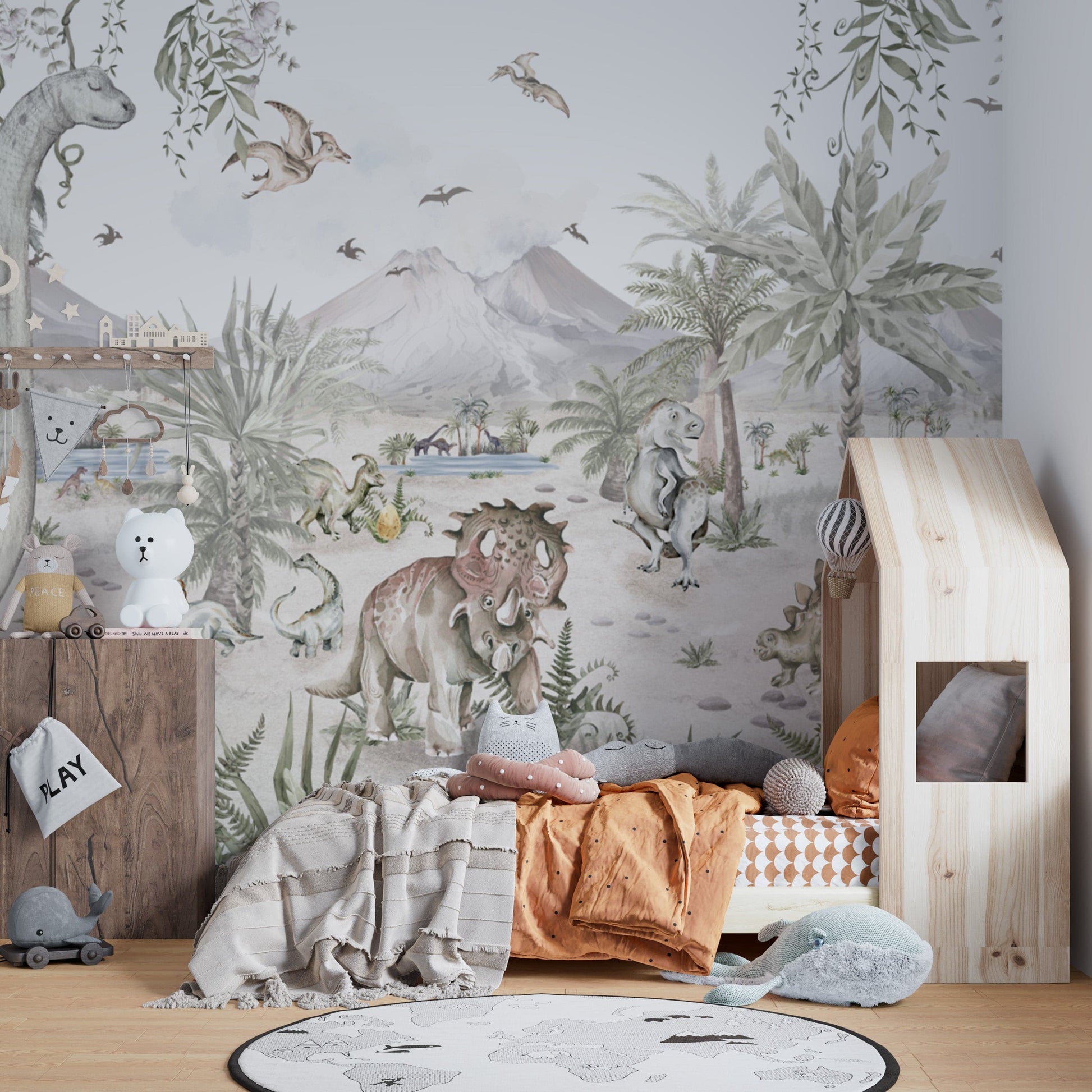 Jurassic dinosaur nursery wallpaper design
