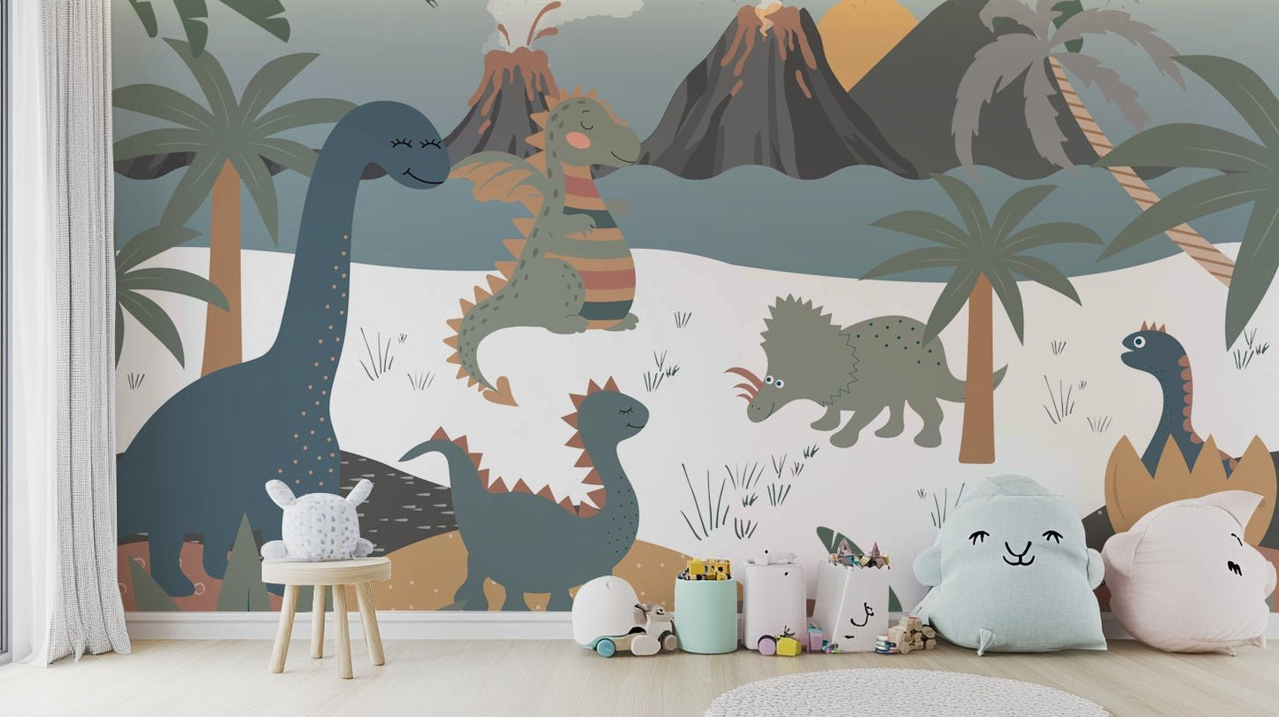 The ground is covered in green plants and flowers.

