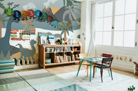 A small volcano is in the distance, smoking gently.

