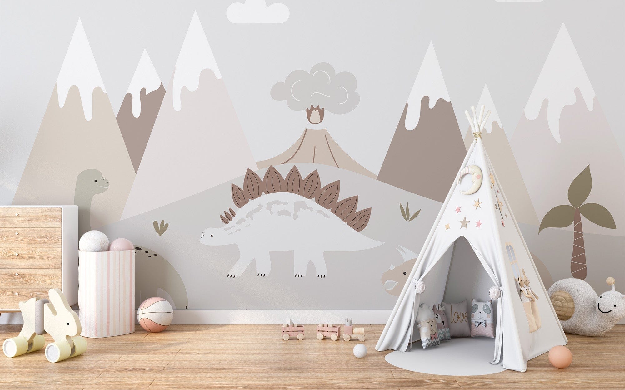 Dinosaur theme mural for nursery wallpaper, B405
