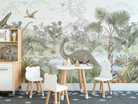 Dinosaur adventure wallpaper for kids' playroom, C41