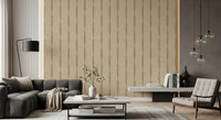 Living room settles in via Khaki Distressed Stripe Beige wallpaper detail.⁠GD9612