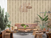 Hazy painted stripes break the linen ground on Khaki Distressed Stripe Beige wallpaper.⁠GD9612