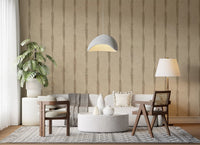 A relaxed lounge backdrop grows from Khaki Distressed Stripe Beige wallpaper.GD9612