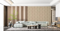 Through the living room, warm linen rhythm flows from Khaki Stripe Beige wallpaper.GD9612