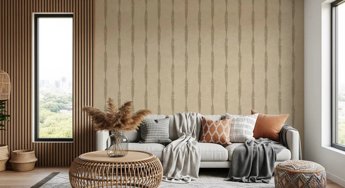 Beige-on-beige tonal play carries Khaki Distressed Stripe Beige wallpaper softly.⁠GD9612
