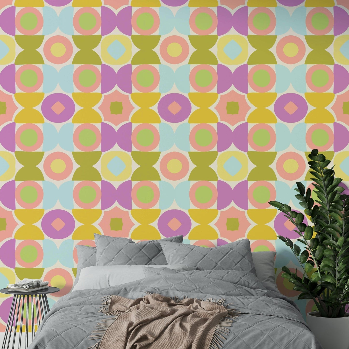 Peel-and-stick Kaleidoscope Kisses wallpaper for easy installation

