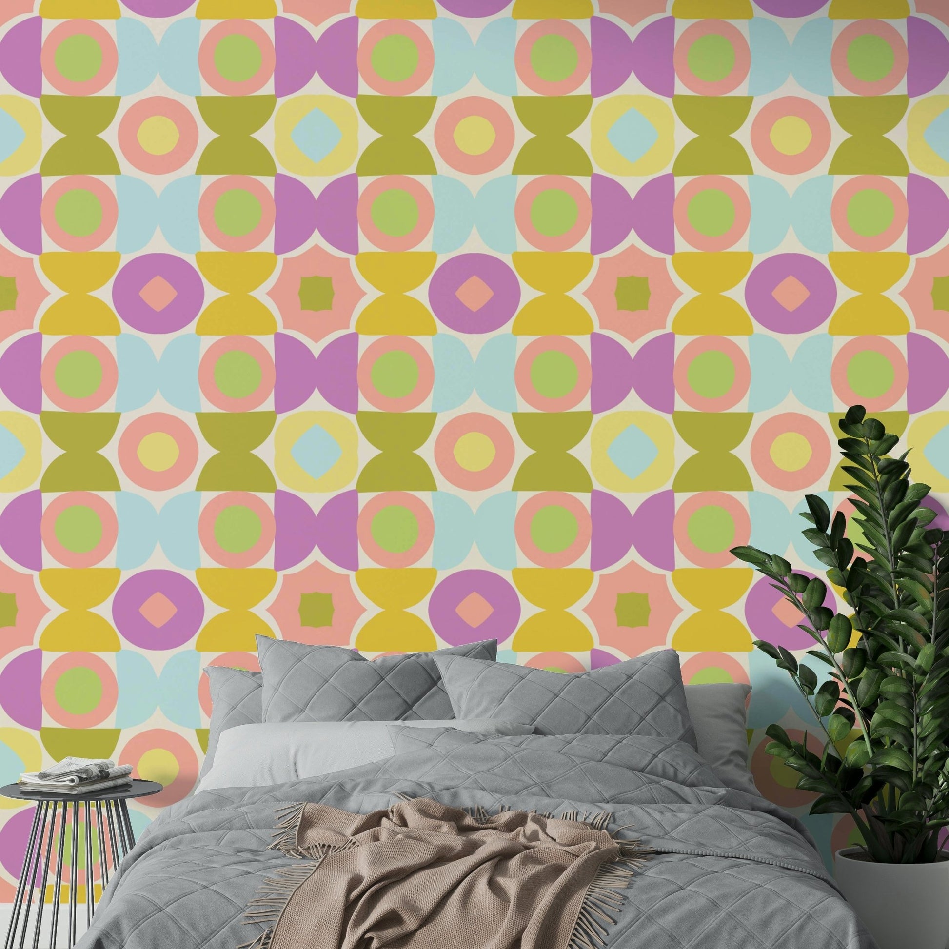 Peel-and-stick Kaleidoscope Kisses wallpaper for easy installation


