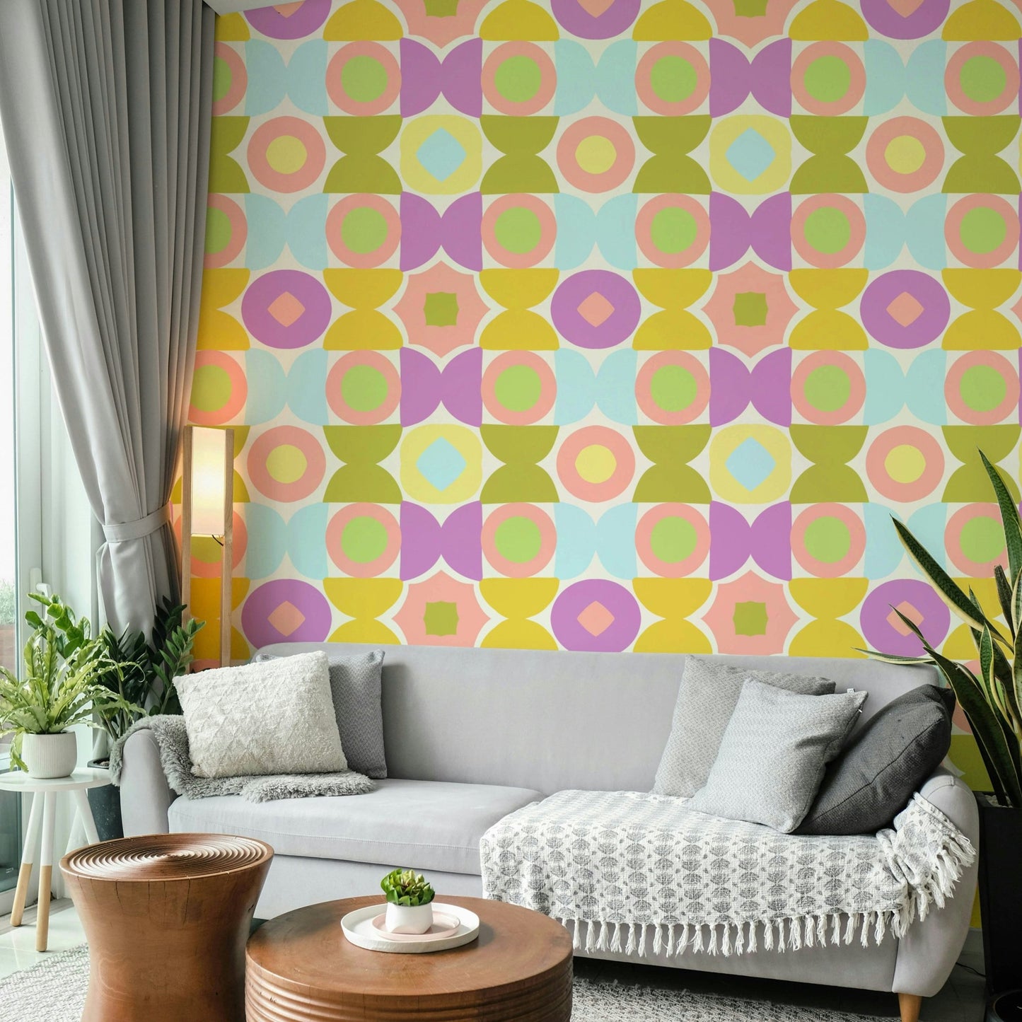 Vibrant kaleidoscope pattern wallpaper for energetic rooms

