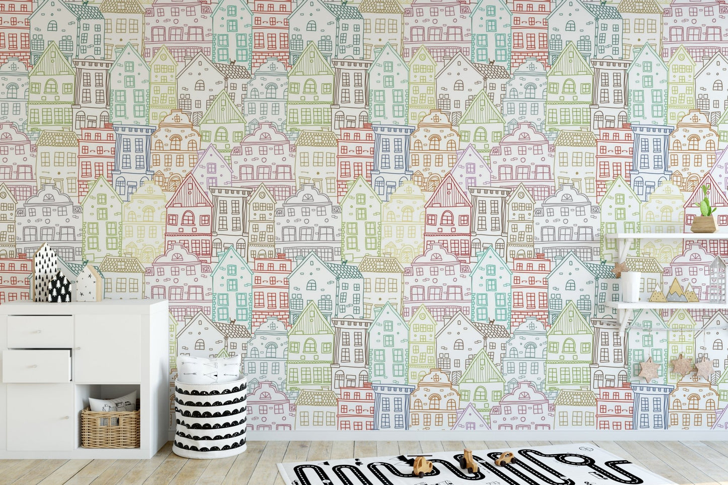 Modern Kaleidoscope Townscape Wall Mural decor B820