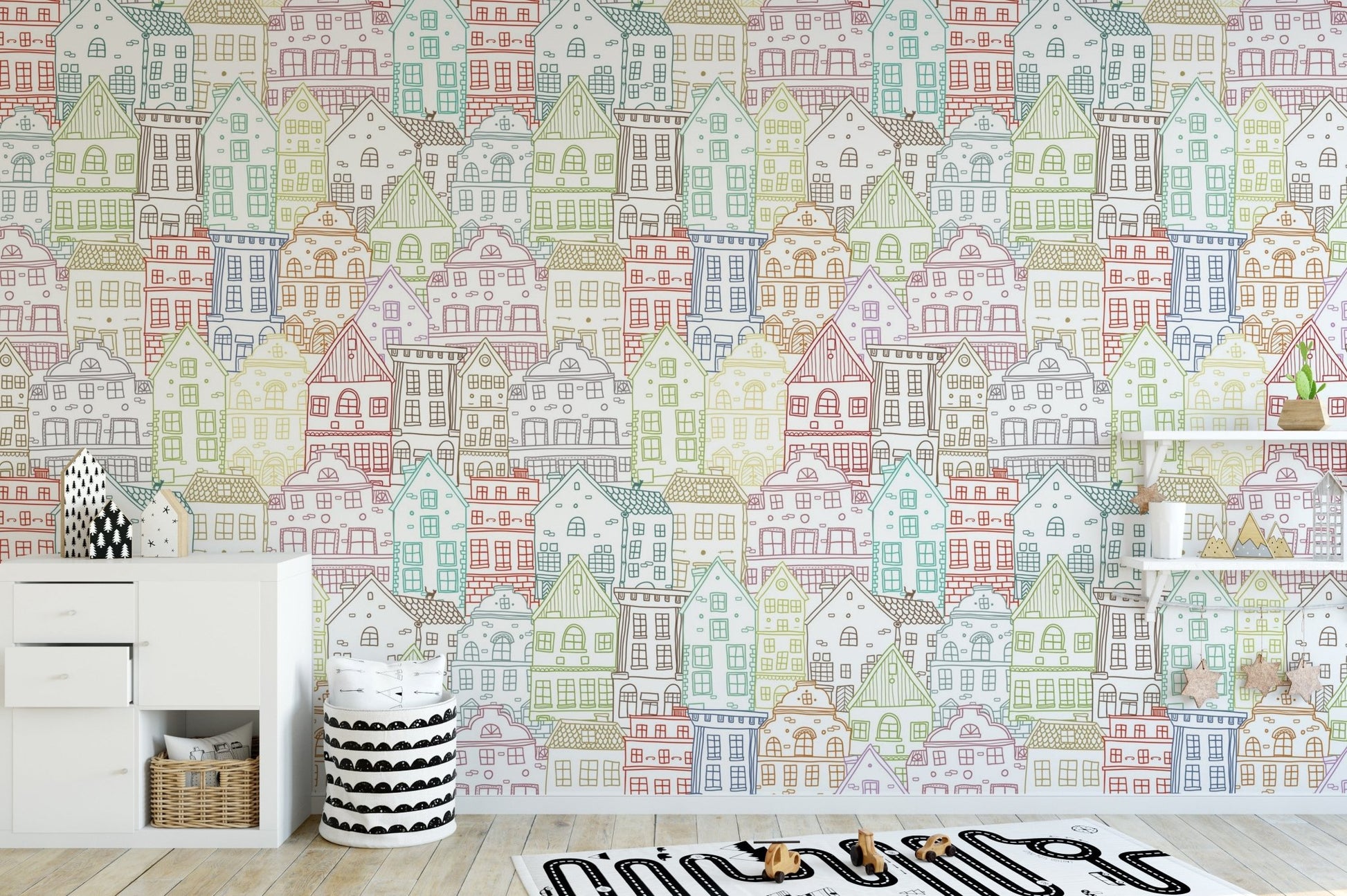 Modern Kaleidoscope Townscape Wall Mural decor B820